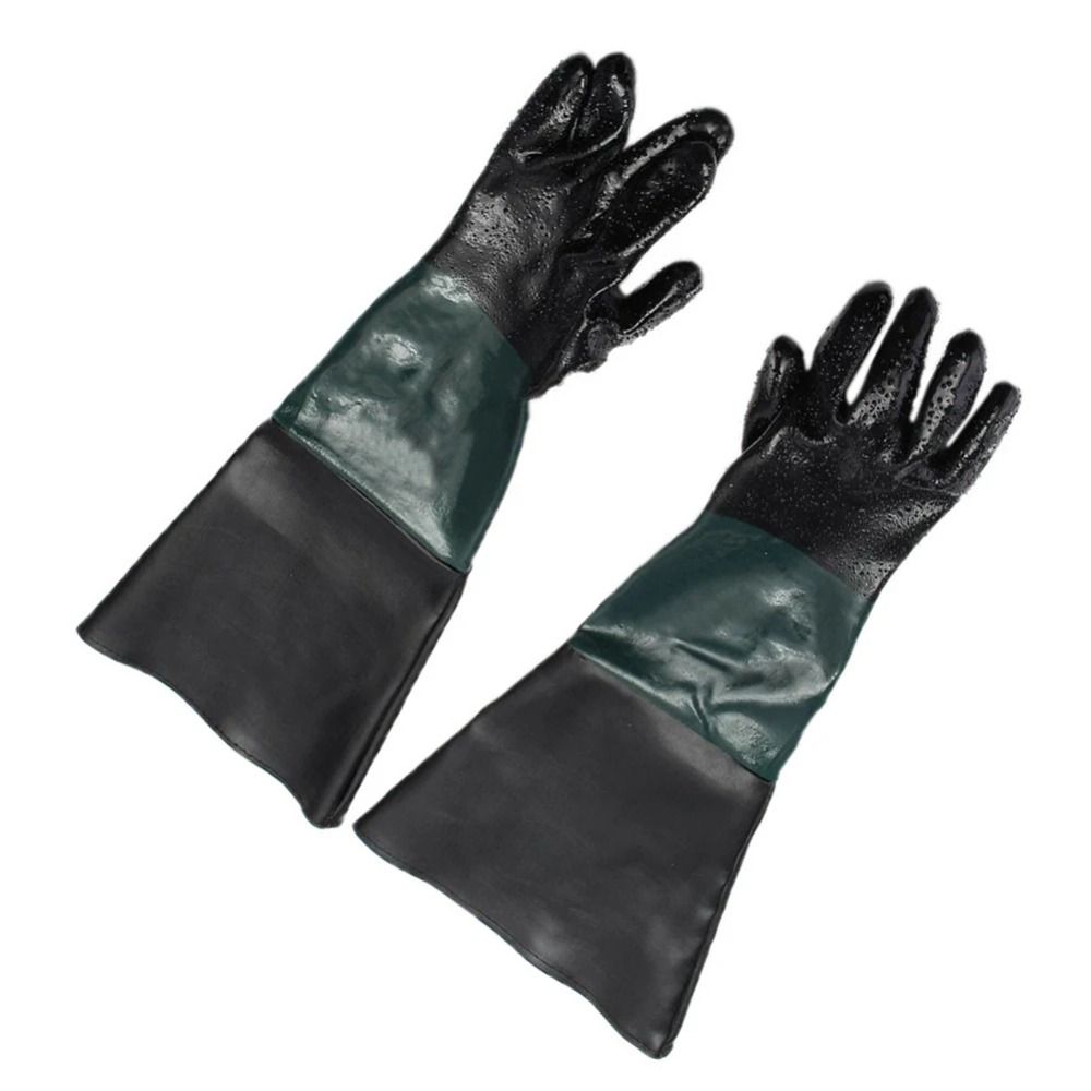 SHA6844204 1Pair Đen Găng Tay tủ cát 60cm Phụ tùng máy phun cát Găng tay Nitrile phun cát An toàn Cao su Găng tay phun cát