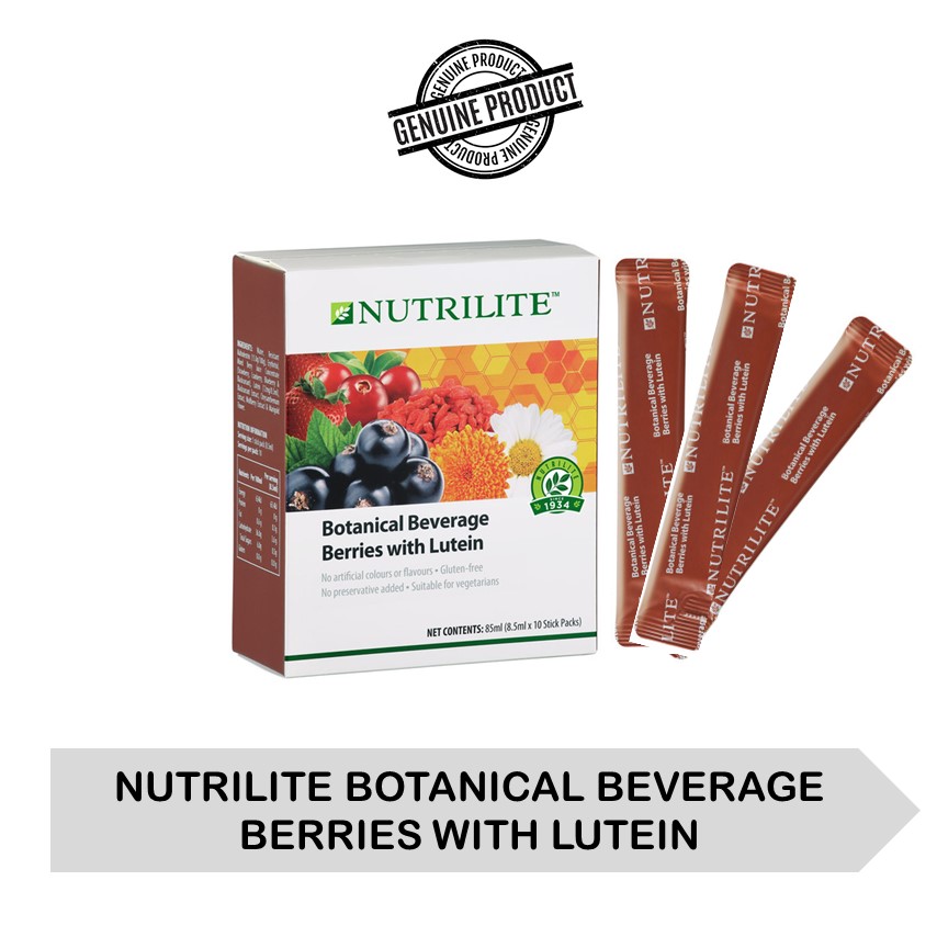 100 Original NUTRILITE BOTANICAL BEVERAGE BERRIES WITH LUTEIN 8.5ml