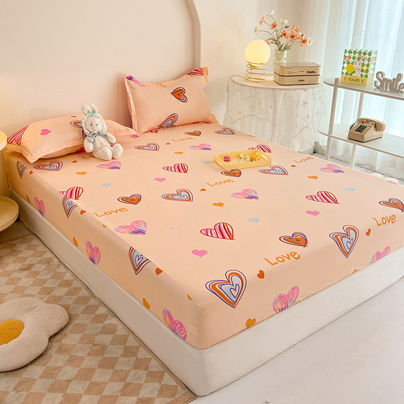 Solid color brushed bed cover solid color bed hat hotel mattress protector single piece cute