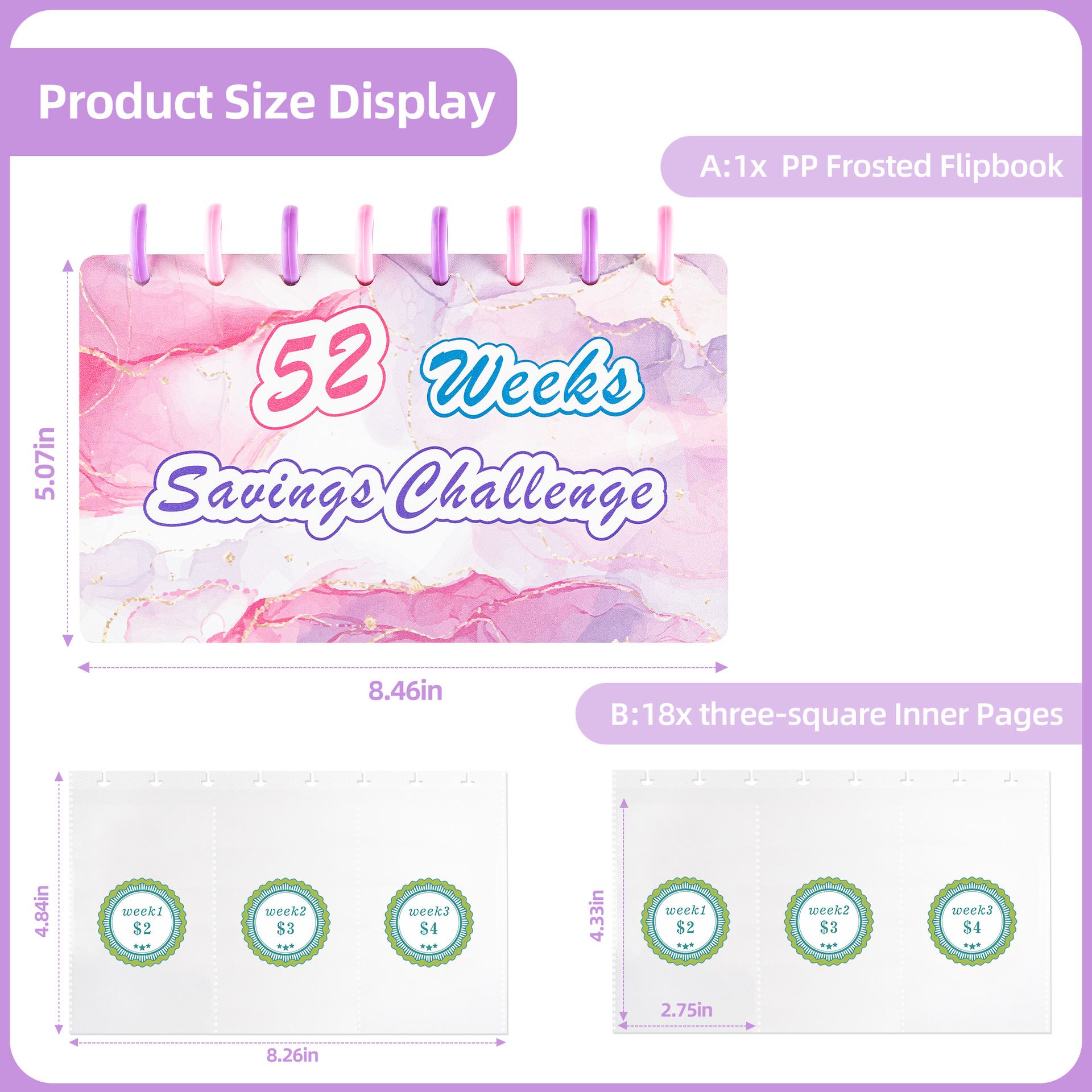 52 Week Savings Challenge 8 Hole Budget Envelope 52 Week Savings Challenge 52-week Challenge To Save Your Savings Book New Loose-leaf Notebooks 8 Hole Budget Envelope Envelope Saving Organization