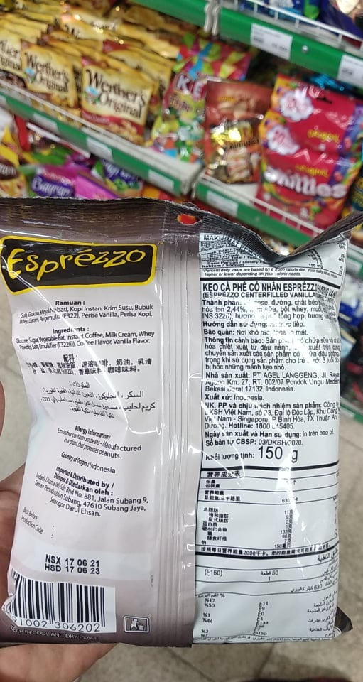 Kẹo vị cà phê vani Esprezzo 150g