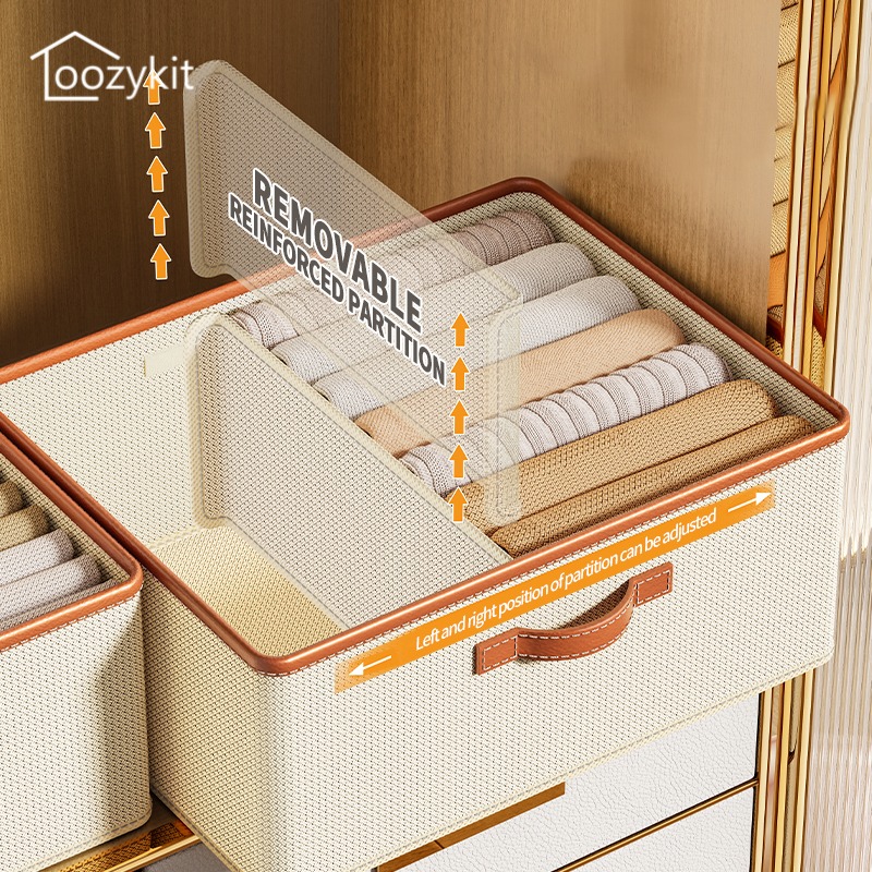 Loozykit Foldable Clothes Storage Box Wardrobe Organizer Closet Organizer Large Capacity Compartment Storage Box Cabinet Drawer Organizer Storage Case for Underwear Pants Bra Panties Tshirts Sock