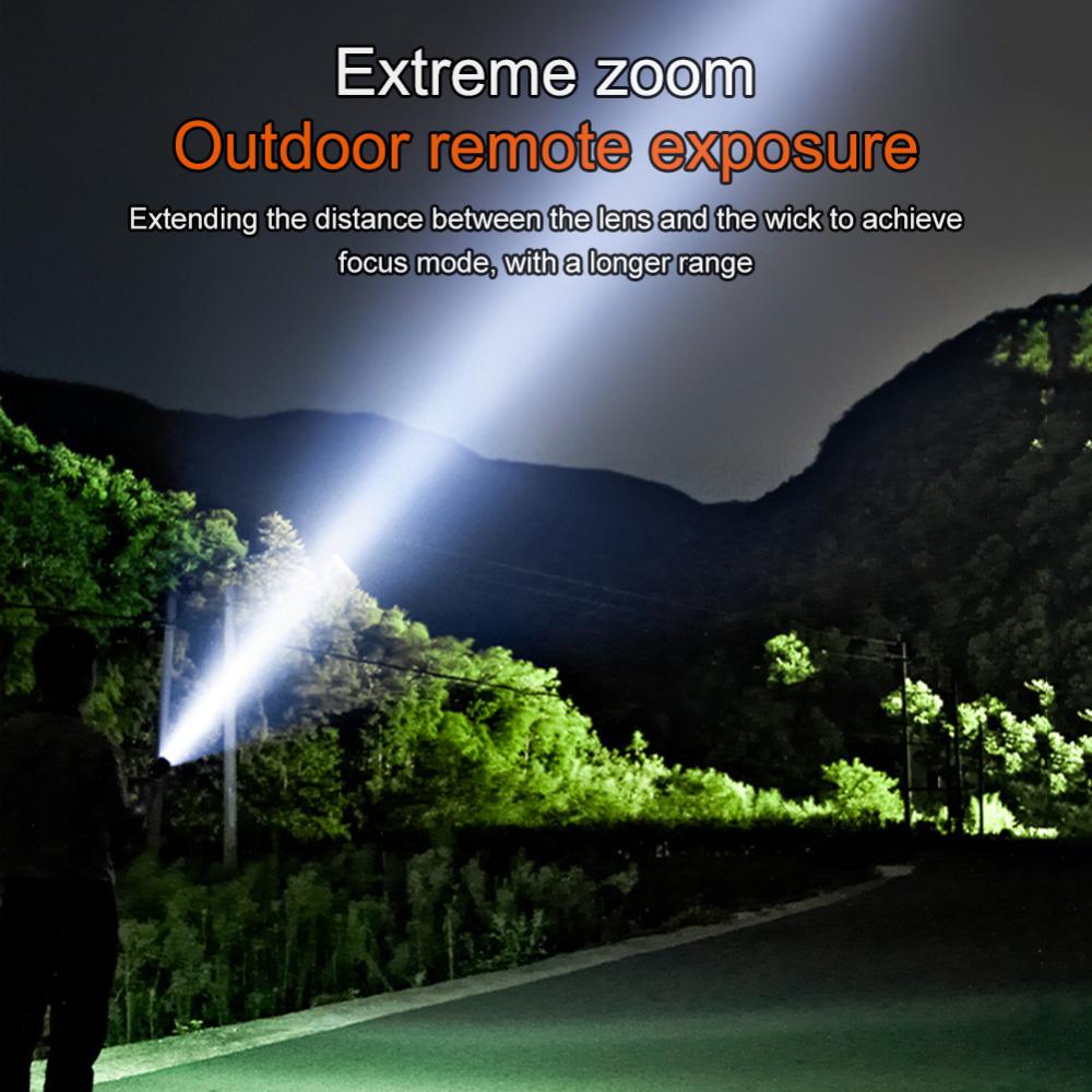 1800mAh Mini LED Flashlight Type-C Solar Rechargeable 200LM Multifunctional Torch Camping Lantern Floodlight