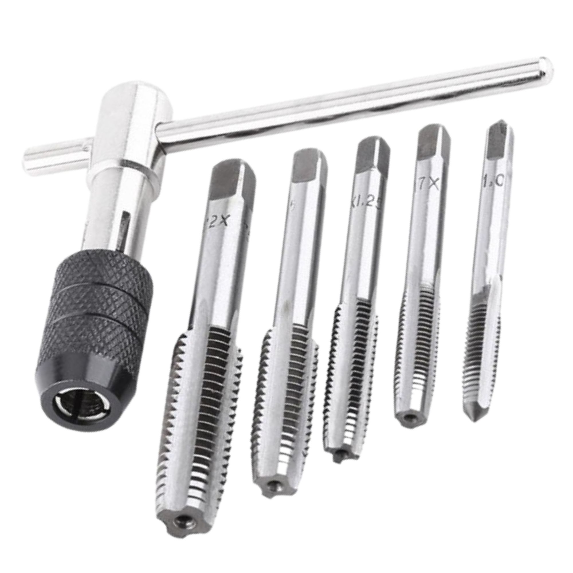 6PCS Set Screw Tap Tshaped Wrench Threading Tapping Hand Steel Metric