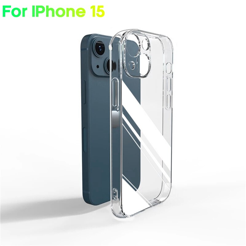Ultra-thin clear case for iphone 15 13 11 12 14 pro max phone case on iphone 13 12 mini x xr xs 7 8 15 14 plus back cover