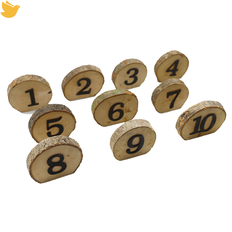 1-10 Digital Wooden Block Engraved Wedding Table Numbers Rustic Table Decor Ornaments