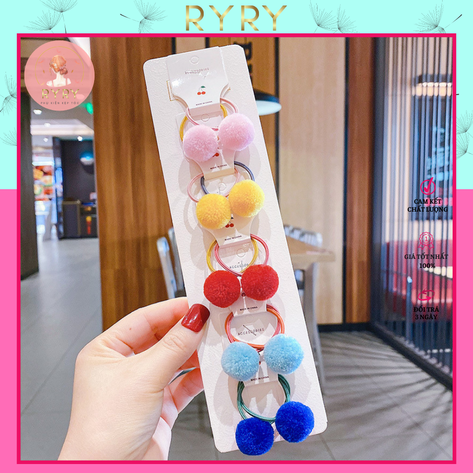 Sét Dây Cột Tóc Dây Buộc Tóc 10 Sợi Nhiều Kiểu Cute Cho Bé Gái Siêu Dễ Thương