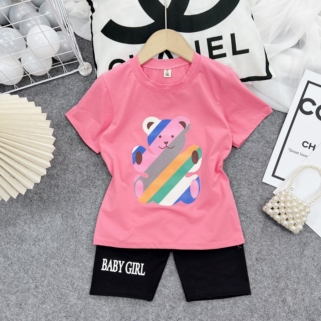[8-40kg] Đồ bộ bé gái quần lửng 4 Màu
