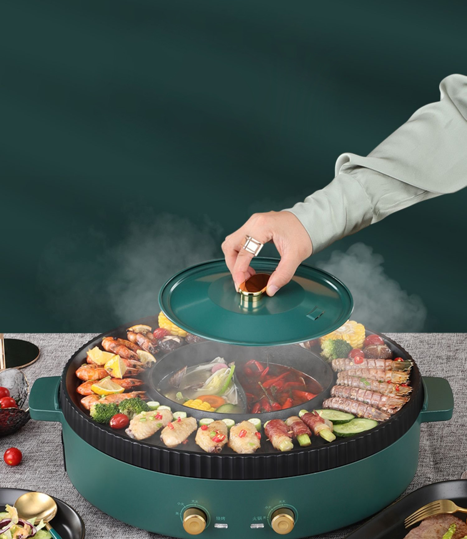 NỒI LẨU NƯỚNG ĐA NĂNG M2-PLUS BAKING PAN - BẾP LẨU KÈM NƯỚNG ĐIỆN 2 TRONG 1 SIÊU CHỐNG DÍNH DÀNG VỆ SINH SỬ DỤNG CHO 4-5 NGƯỜI ĂN BẢO HÀNH 12 THÁNG LỖI 1 ĐỔI 1