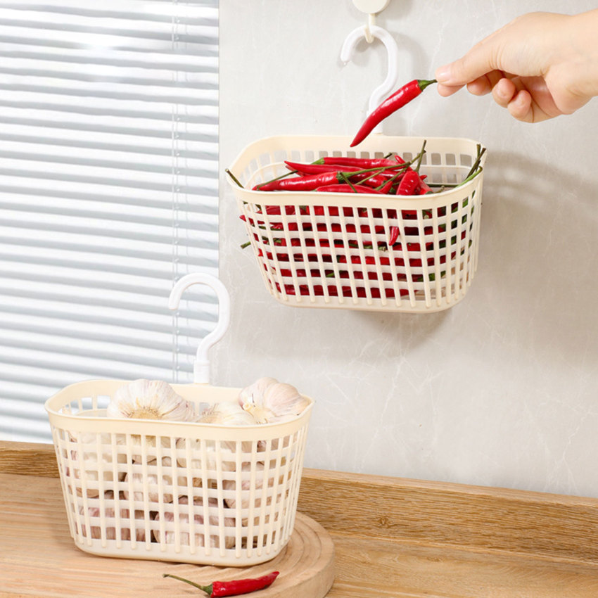 Bathroom Cosmetic Storage Basket Home Wall-hanging Kitchen Small Items Onion Ginger Garlic Fruit Vegetable Storage Basket