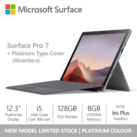 Wfh Sale Microsoft Surface Pro 7 I5 8gb 128gb Platinum Platinum Type Cover Lazada Singapore