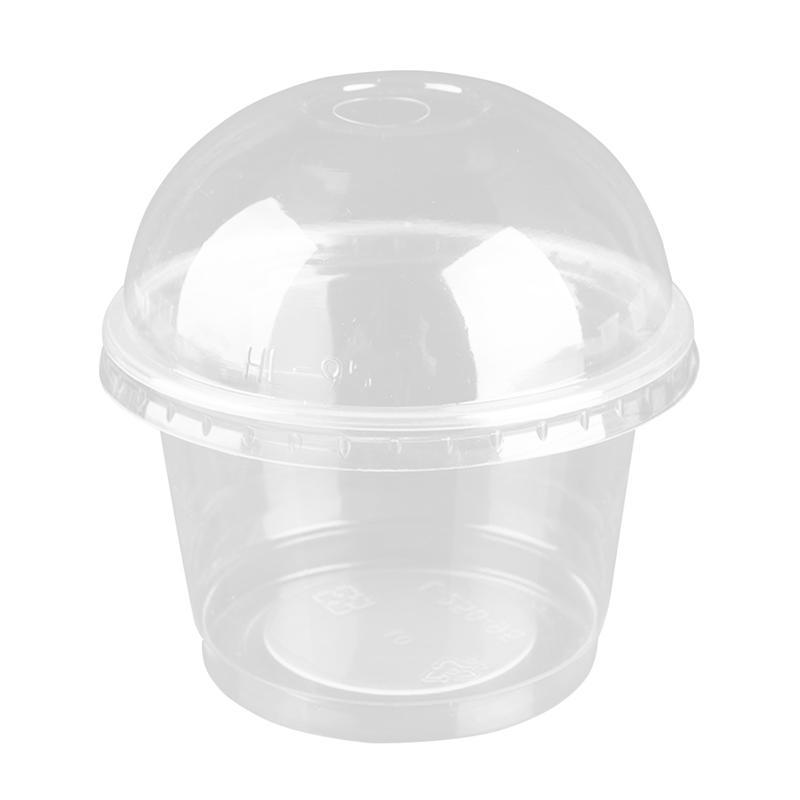 【CozyNest】250ml Disposable Salad Cup Transparent Plastic Dessert Bowl with Lid Bar Cafe Home (Dome Lid with Hole)