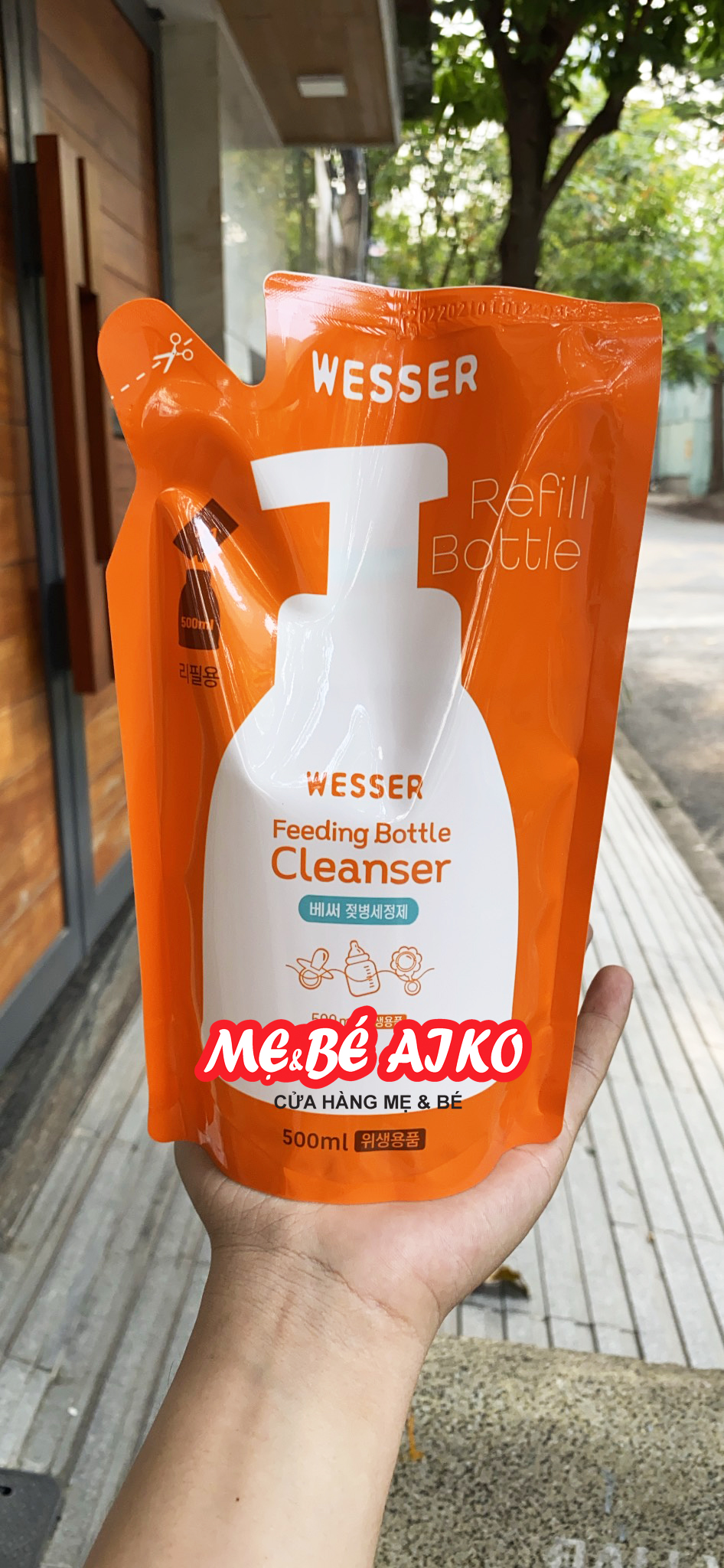 [Mẫu Mới] Bộ 3 Gói Nước Rửa Bình Sữa Wesser (500ml x 3)