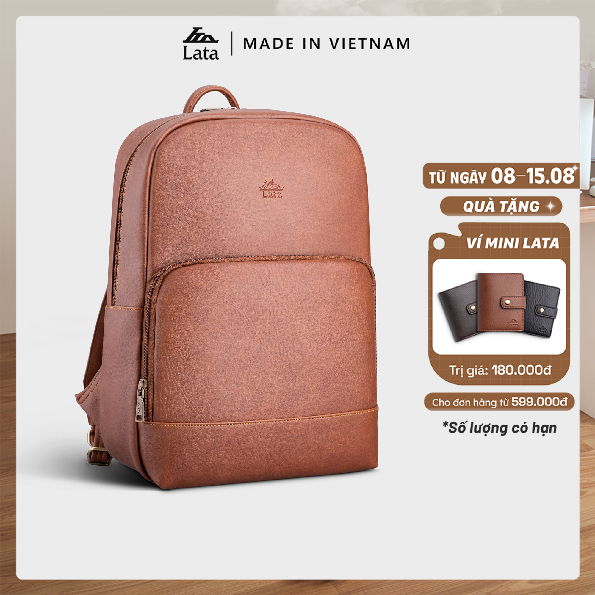 Lata Backpack (Large-Sized Men's Office Fashion - Leather Backpack Bal63)