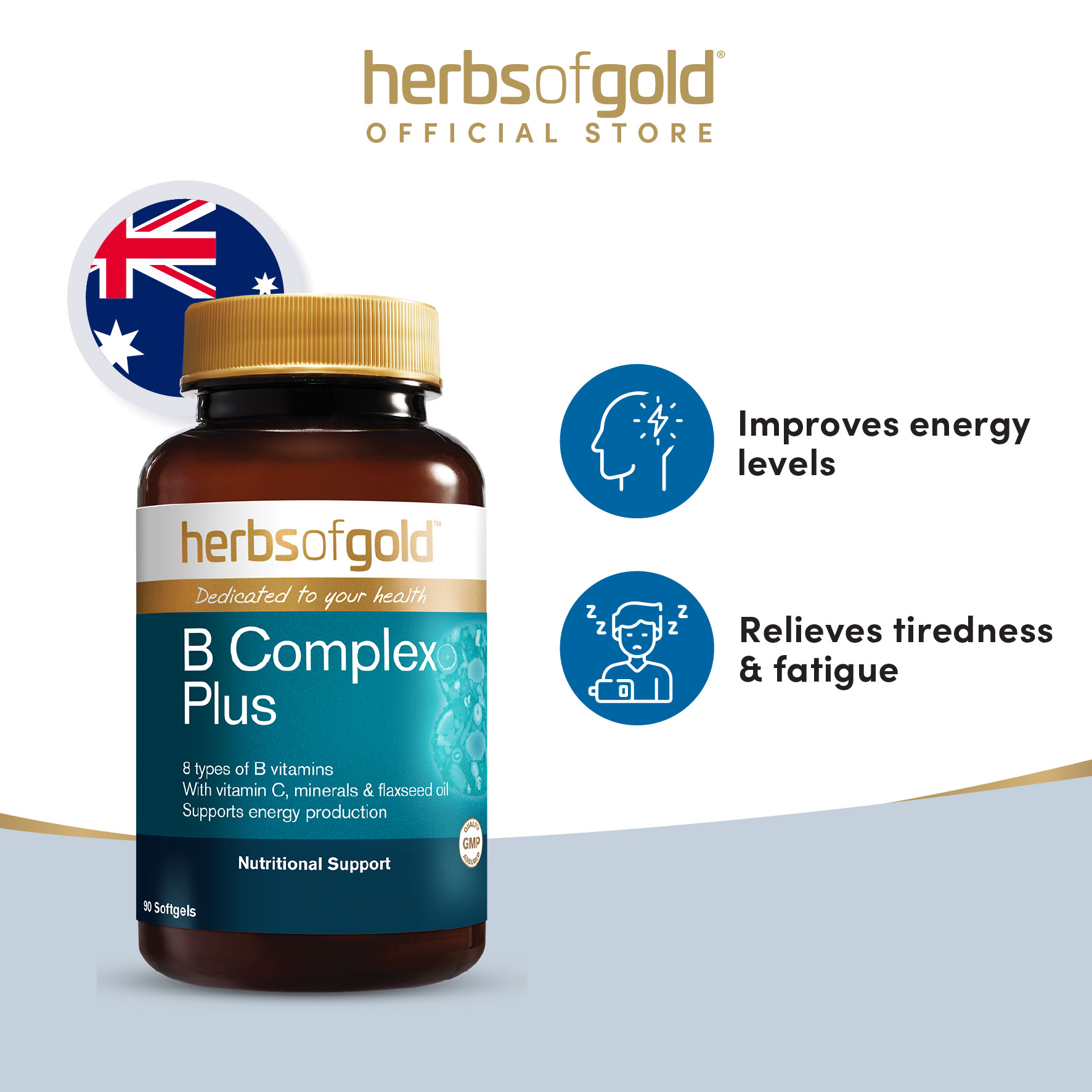 Herbs of Gold B Complex Plus 90s Vitamin B, vitamin C, Calcium