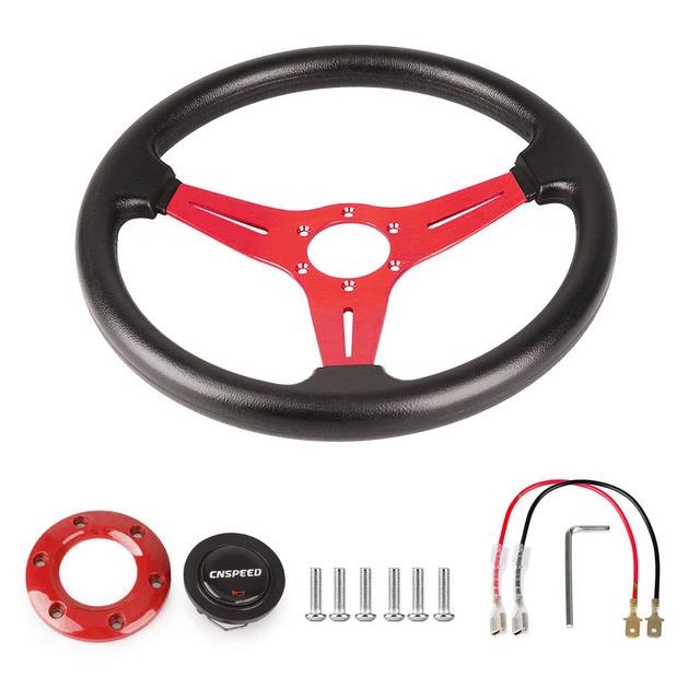 Racing Leather Steering Wheel 350mm 14inch Aluminum Alloy Drifting Deep Dish Corn