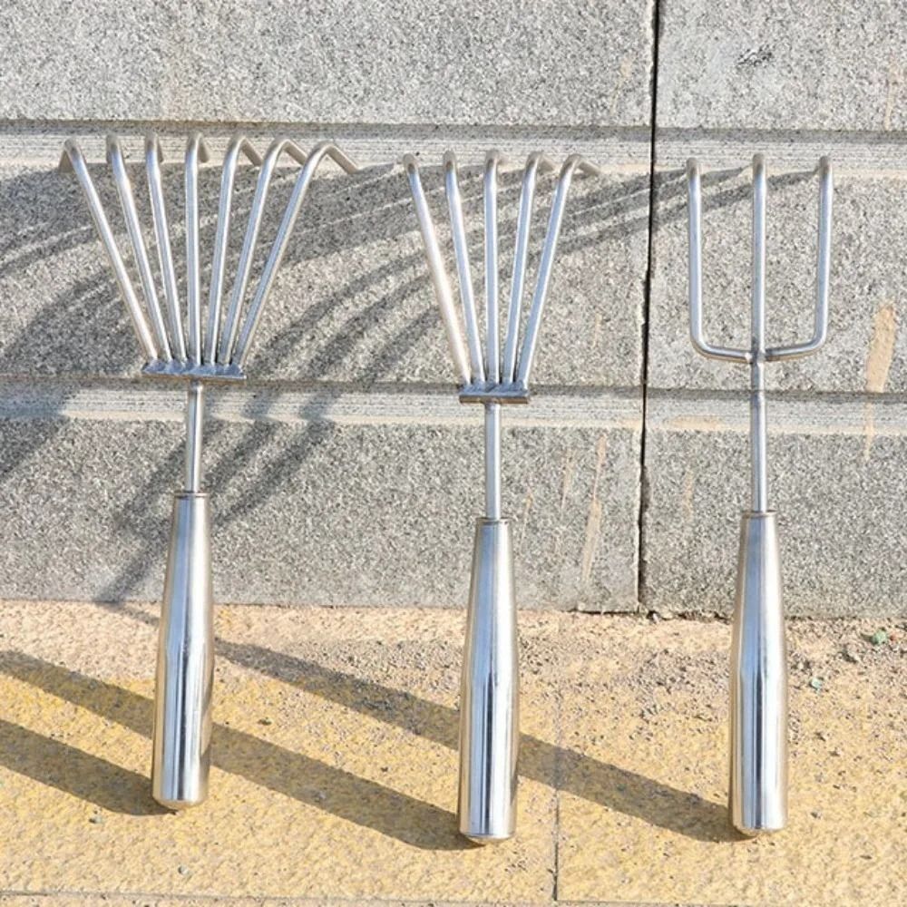 Soil Sweeper 3/5 Claws Garden Hand Rake Stainless Steel Integrated ...