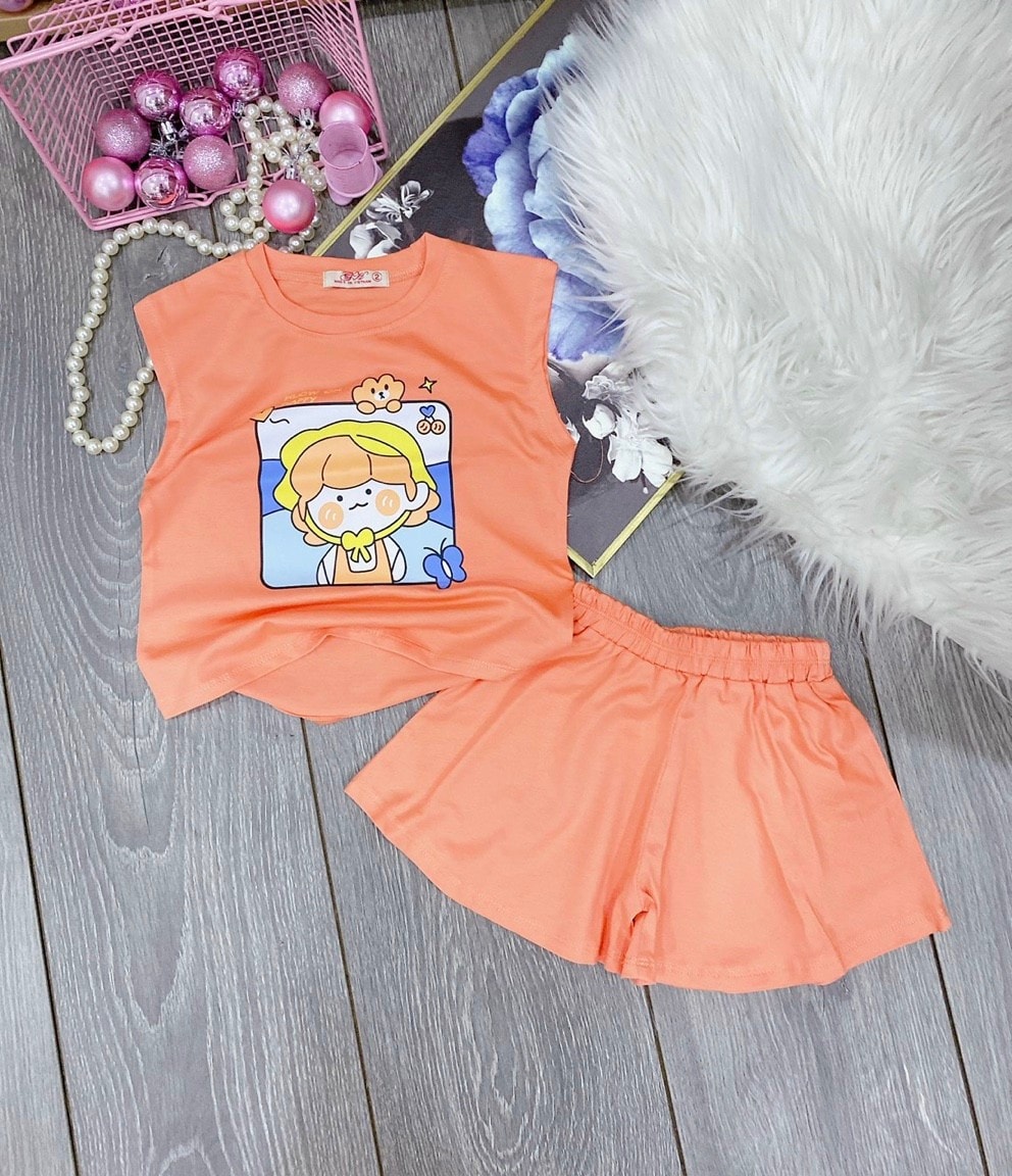 [SIZE NHÍ+ĐẠI] SÉT CHÂN VÁY IN HÌNH CÔ GÁI CUTE