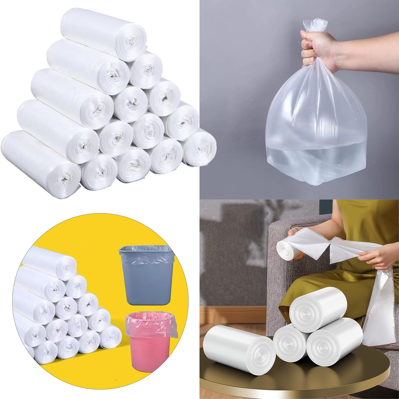 105 Count Small Trash Bags, 4 Gallon Garbage Can Liners - Unscented  Wastebasket Trash Bags for Bathroom, Kitchen, Bedroom, (15 Liter)