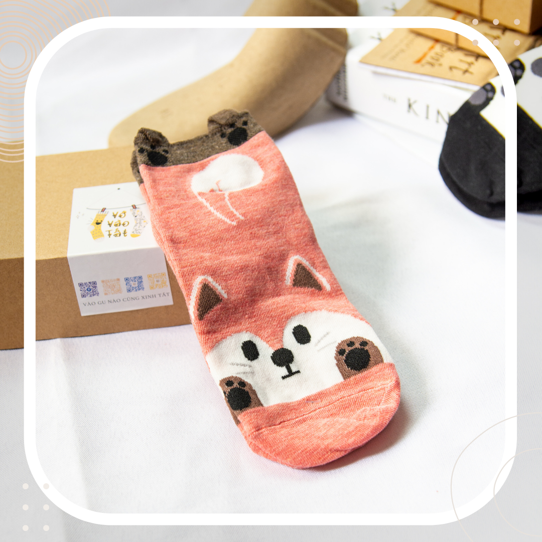 Tất vớ nữ cổ ngắn hình thú có tai cute
