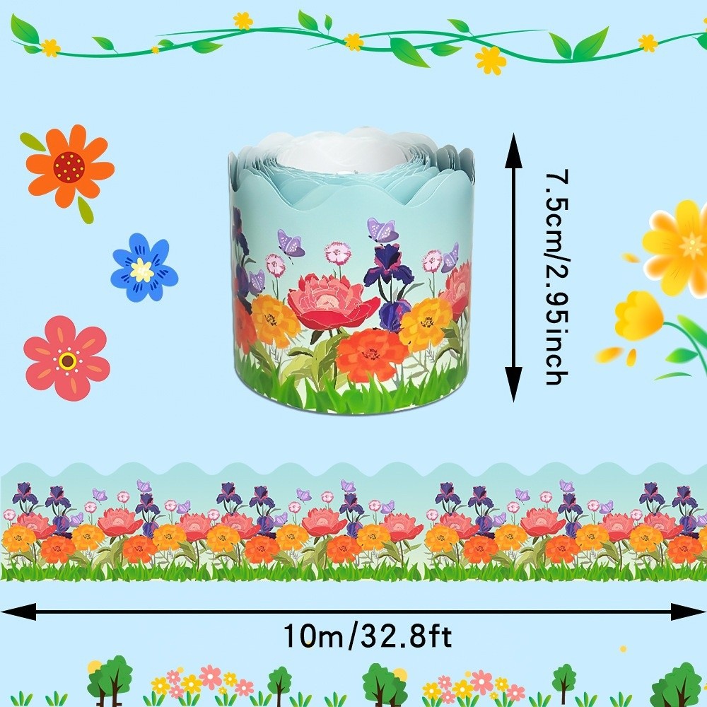 RM5B9G89Z Floral Pattern Paper Border Strips Decorative Trim Non