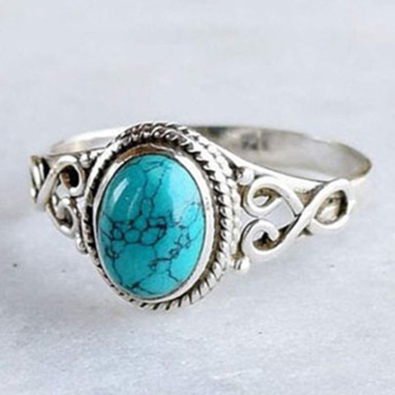 【Surprise Price】Wish inlaid vintage green turquoise creative ring personalized trendy fashion ring for women.