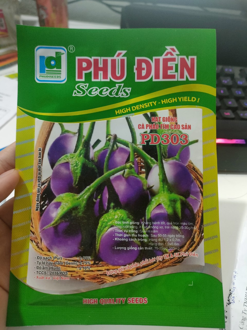 Hạt giống cà pháo tím (sai quả, muối ăn rất giòn).