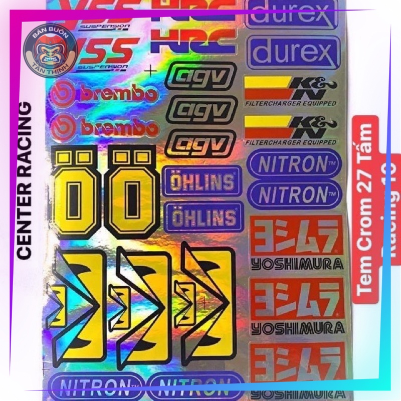 Tem logo crom 7 màu chất lượng cao racing 21 decal ; nhãn ; logo