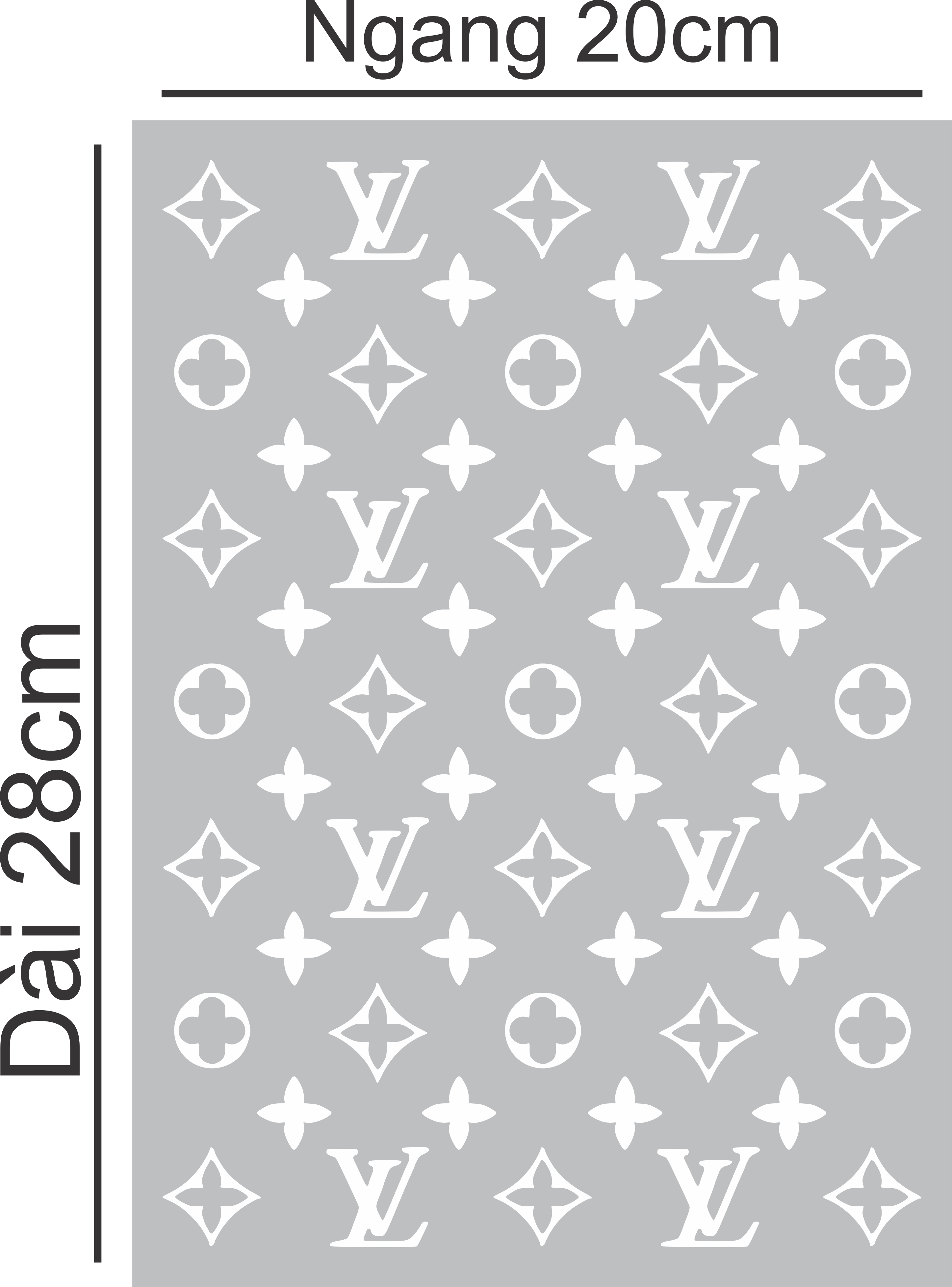 Sticker decal LV - bóc dán trang trí - kích thước 20x28cm