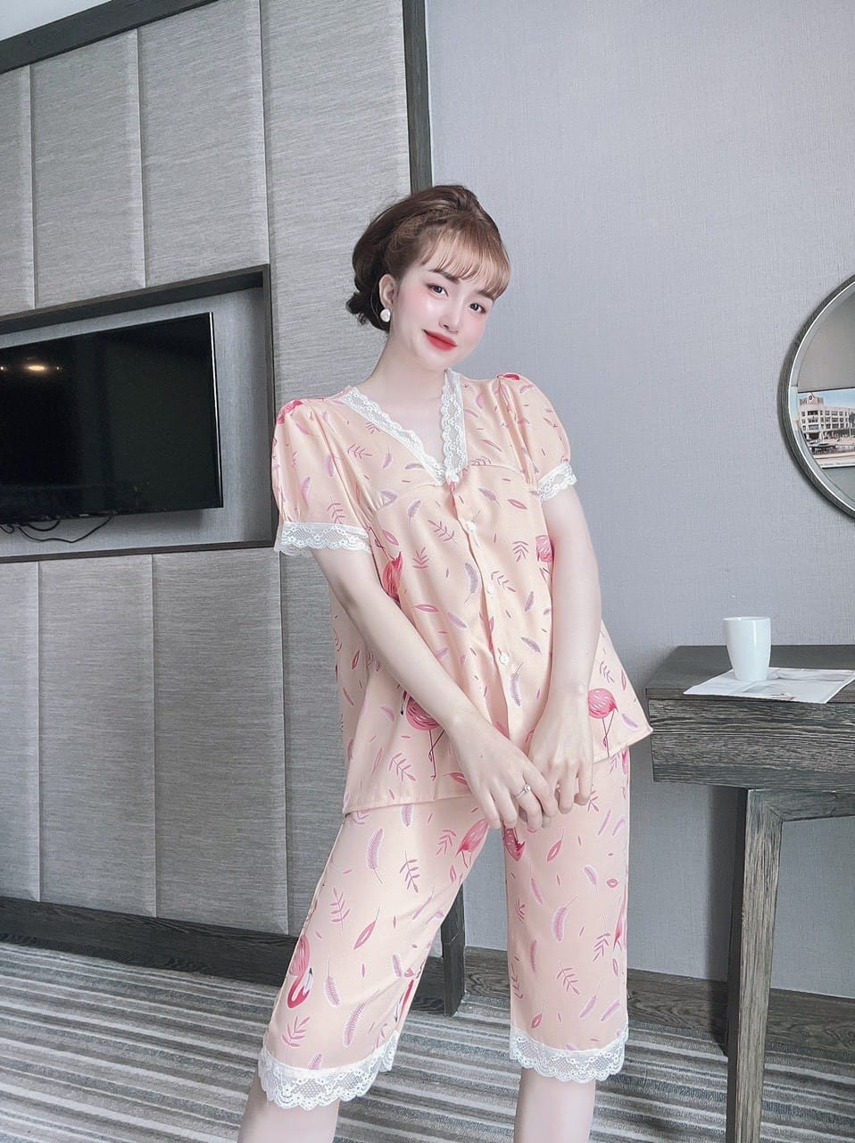 Đồ Bộ Mango Quần Ngố , Xinh Yêu ( dưới 60kg) - Mẫu mặc sp thật