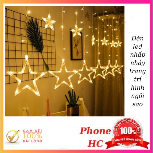 Đèn Led Trang Trí Hình Ngôi Sao - Đèn led rèm 12 ngôi sao - Đèn led nhấp nháy trang trí hình ngôi sao