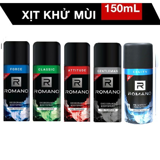 Xịt khử mùi toàn thân Romano 150ml (Đủ mùi)
