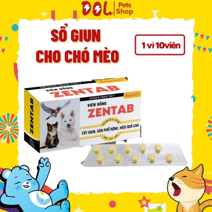 10 Viên+FreesShip Sổ Giun Cho Chó Mèo Zentab Diệt Sán Lá, Sán Dây và Giun thumbnail