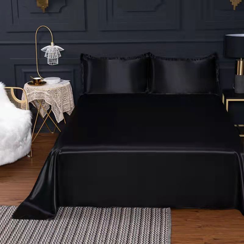 【Summer Ice Silk Bed Sheet + Pillowcase】Summer Bed Sheet Pillowcase Set , Summer smooth bed sheets, Cool ice silk Bed sheets, soft and comfortable, Thin bed sheets, Size: single / queen / king