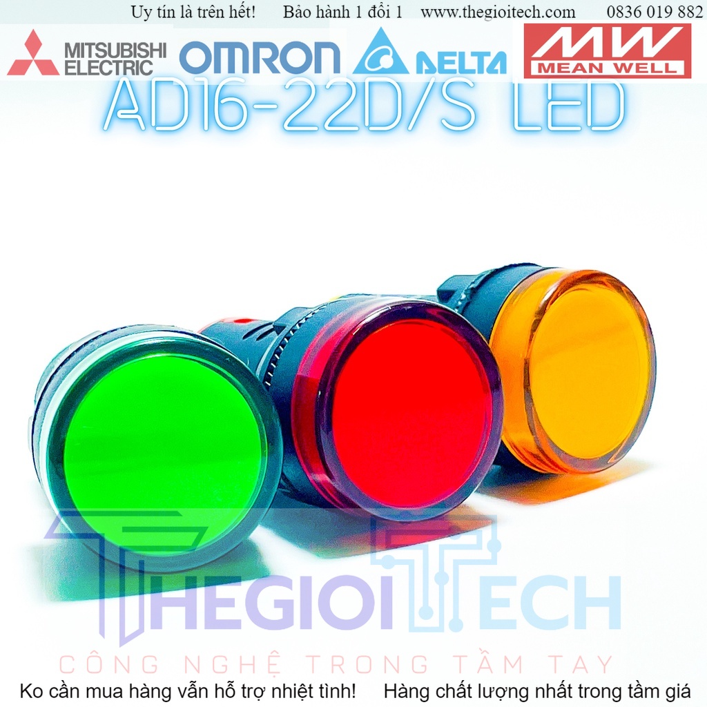 Đèn báo pha phi 22 ad16-22d/s led 3 màu