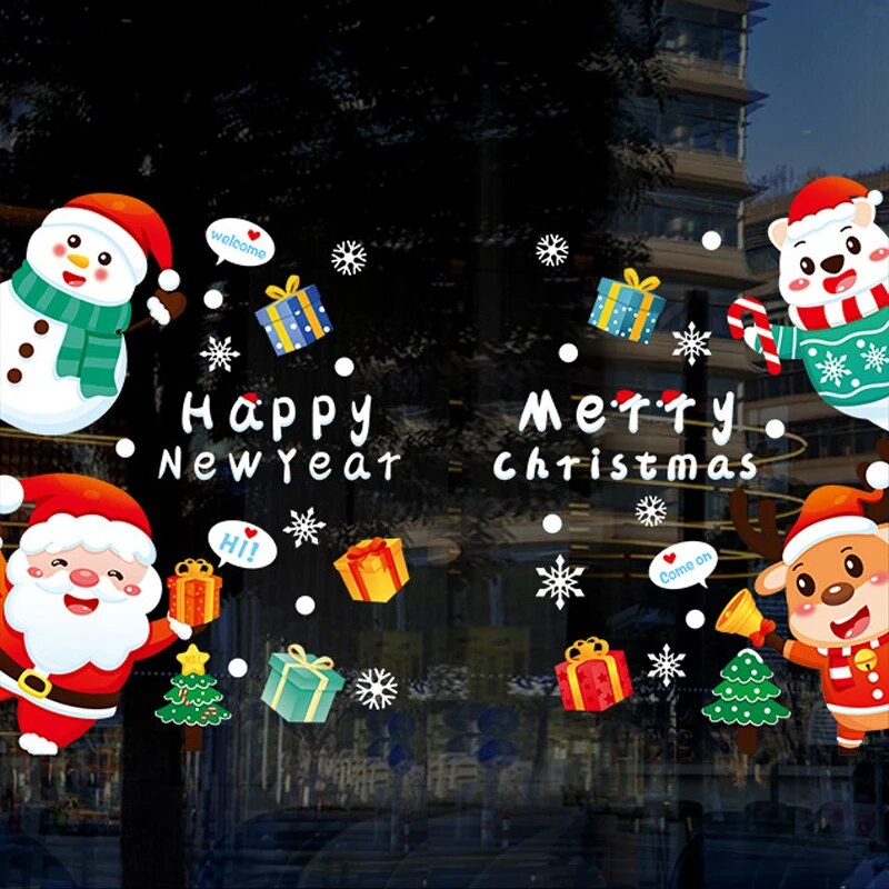 2024 New Year Christmas Stickers Santa Claus Snowman Xmas Tree