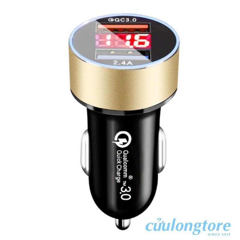 Car Charger Measures Voltage Led Edge Lights Quick Charge 18W Fast Charger 2 Car Charger Ports