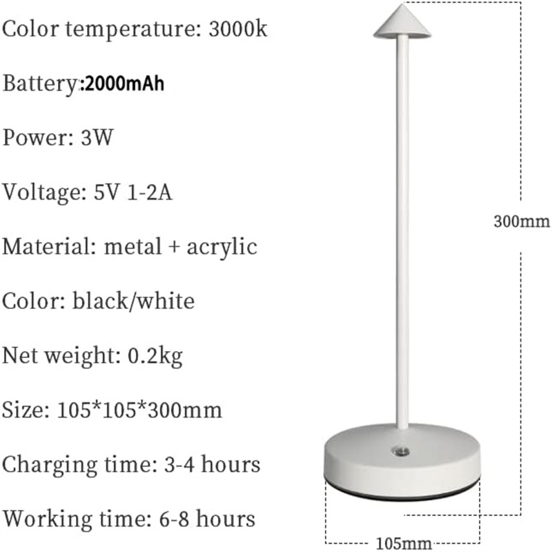 Led Table Lamp Rechargeable Cordless Touch Sensor Romantic Desk Lamp Night Light For Bedroom Restaurant