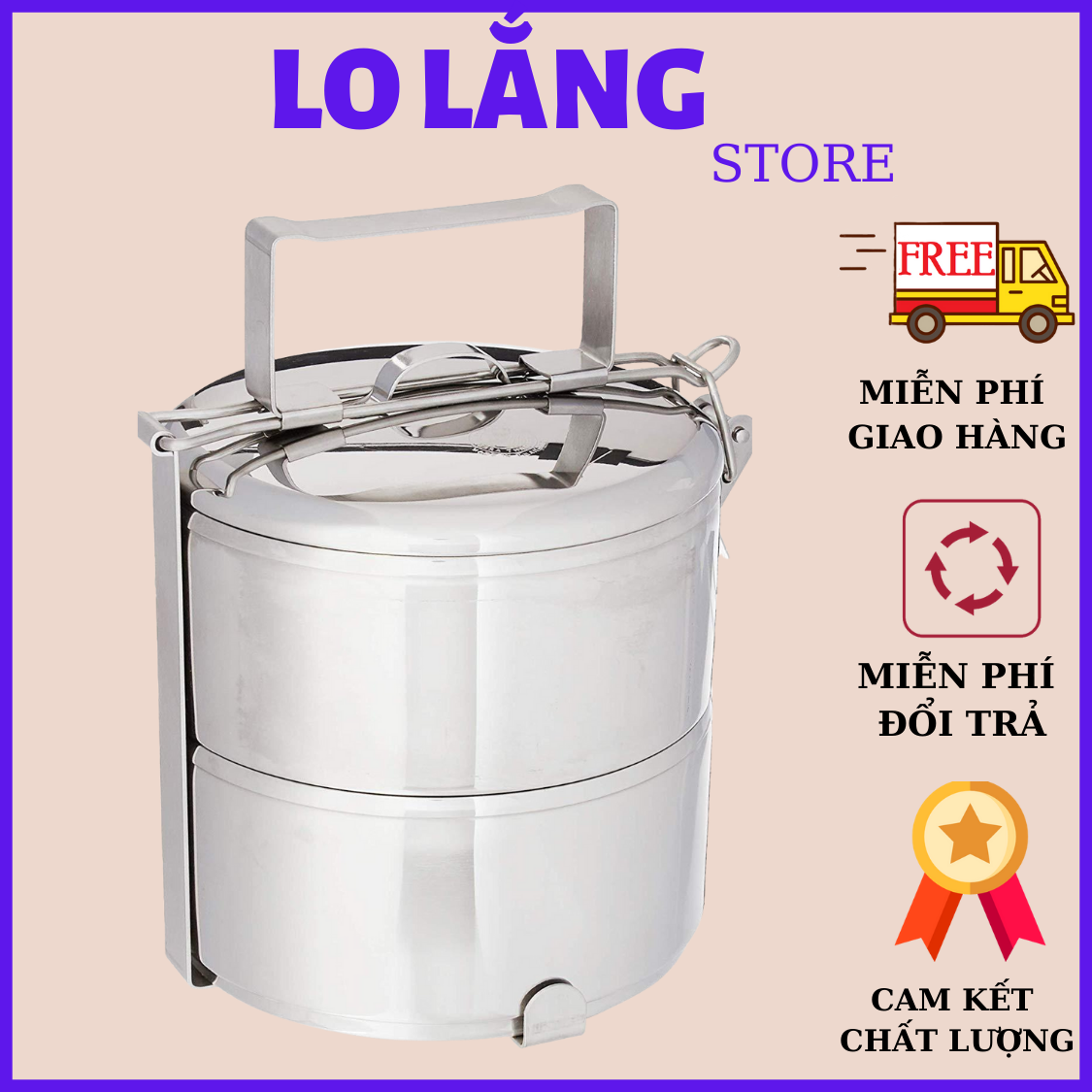 Hộp đựng cơm 2 ngăn inox cao cấp