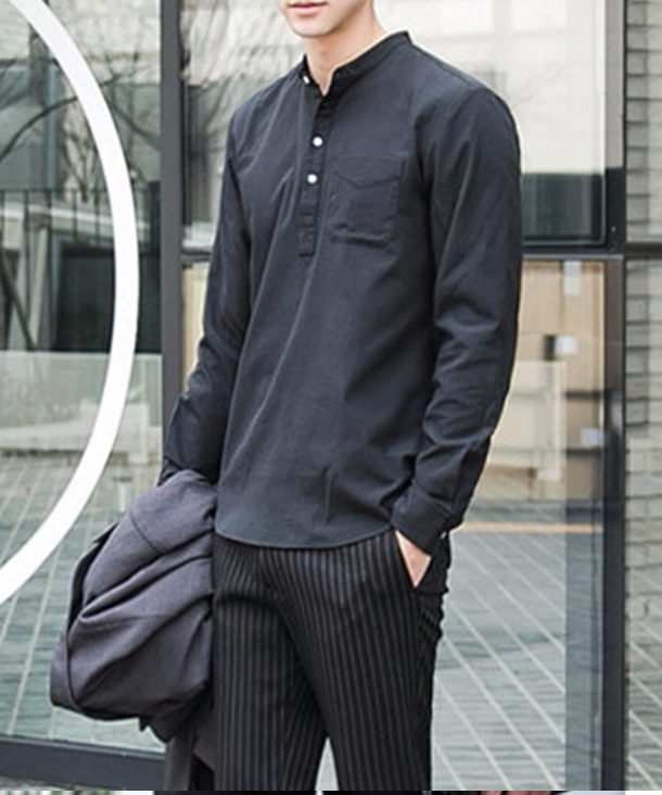 [HCM]Áo sơ mi nam cổ trụ sọc xanh navy Hot trend 2022