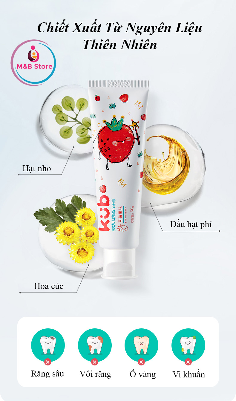 Kem Đánh Răng Cho Bé, Flo Thấp 0.05%, Tuýp 50g - KUB