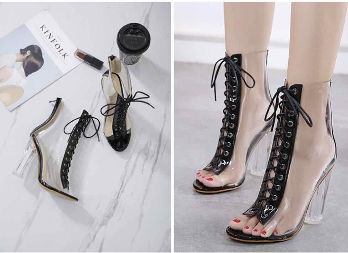 GIÀY BỐT CỘT DÂY TRONG SUỐT