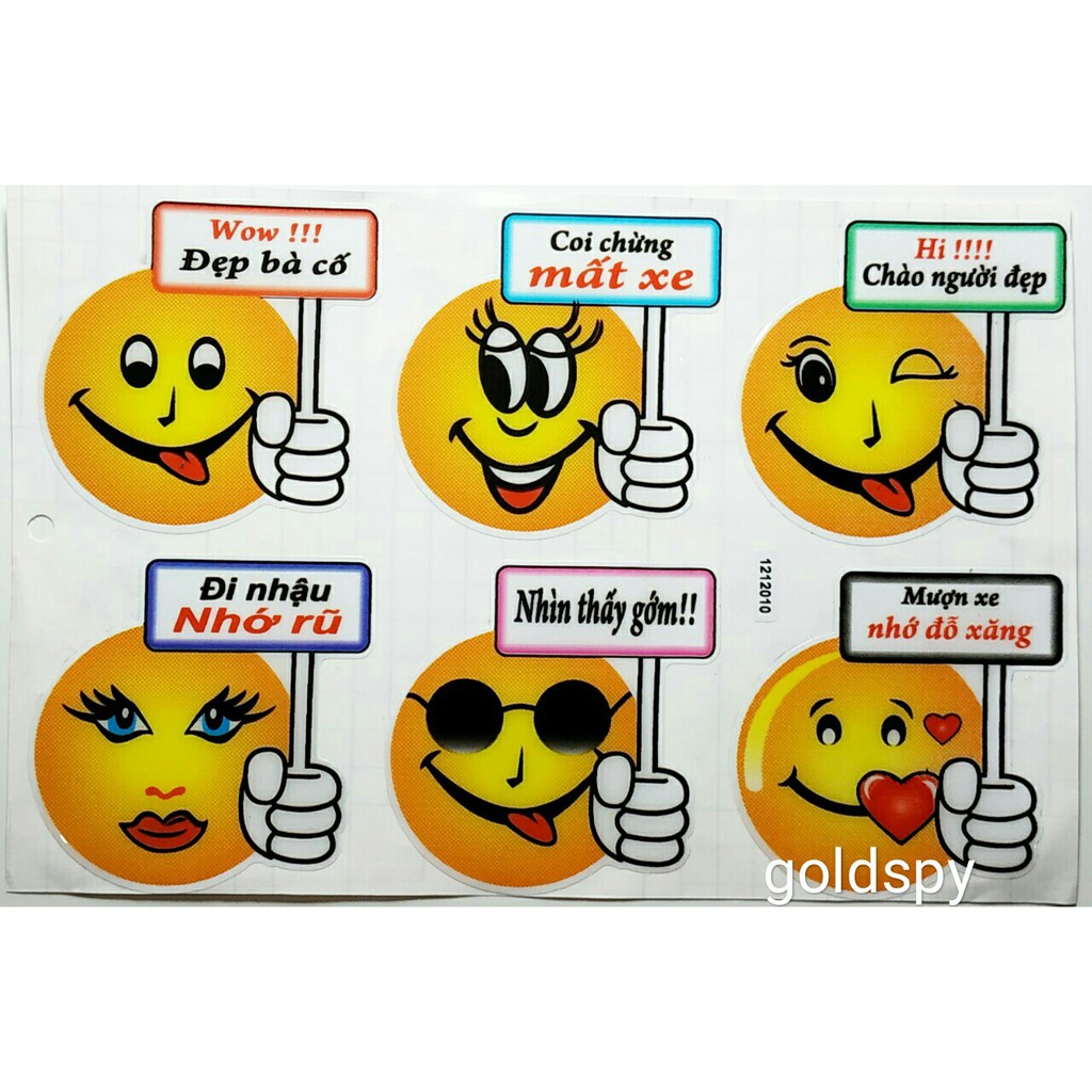 Tem Dán Xe Máy - Tem Decal 3 lớp Hình Mặt Cười CUTE ( giá 1 cái )