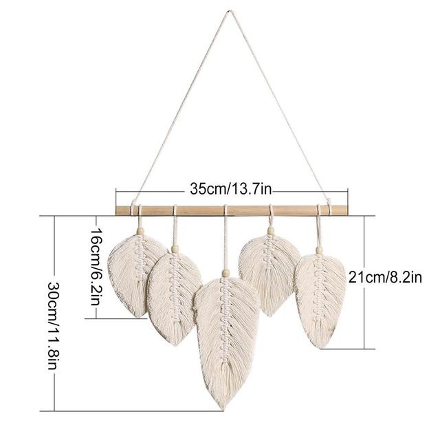 Style Boho Wall Hanging Feathers Woven Leaf Tapestries Decoration With  Tassels Wall Decor For Home Or Room Decor