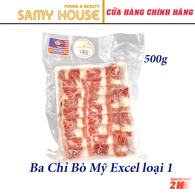 [Samy Food] [HCM SHIP 2H] Ba Chỉ Bò Mỹ 500g
