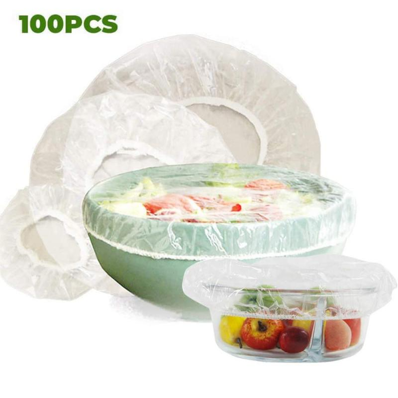 100 Reusable Elastic Food Storage Covers, Stretchable Plastic Wrap Bowl Covers with Elastic Edging, Covers for Storage Containers for Bowl Dish Plate