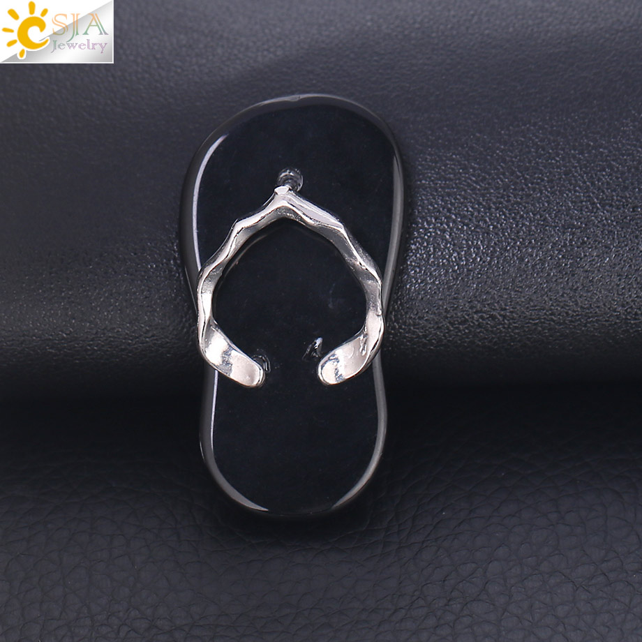 Fullyoung_520 Store】CSJA Natural Stone Slipper Pendants Flip Flop