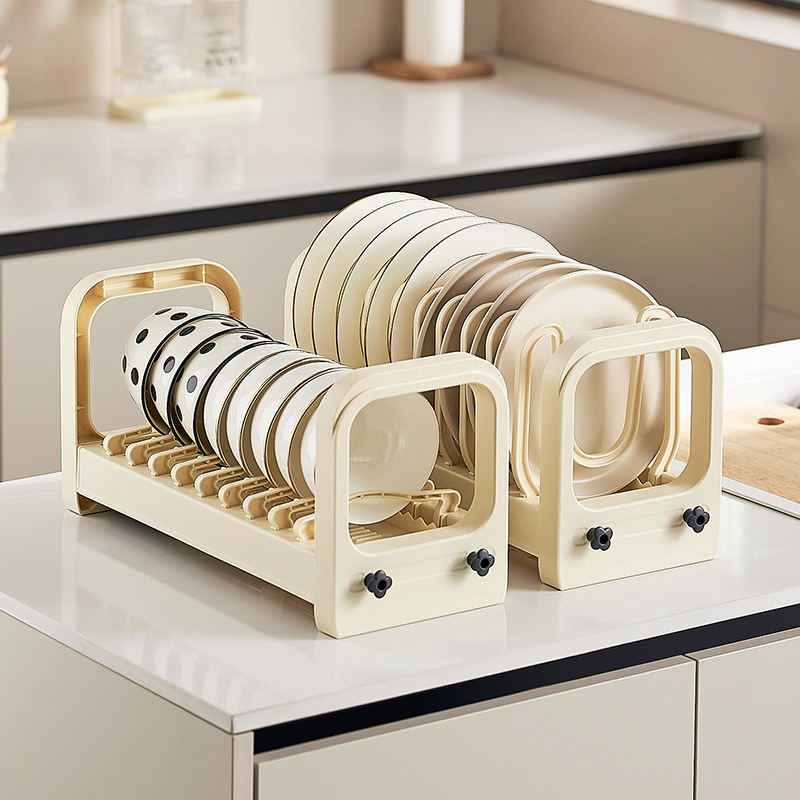 Bowl storage rack cabinet household multifunctional adjustable telescopic bowl rack kitchen table top pull drain bowl rack