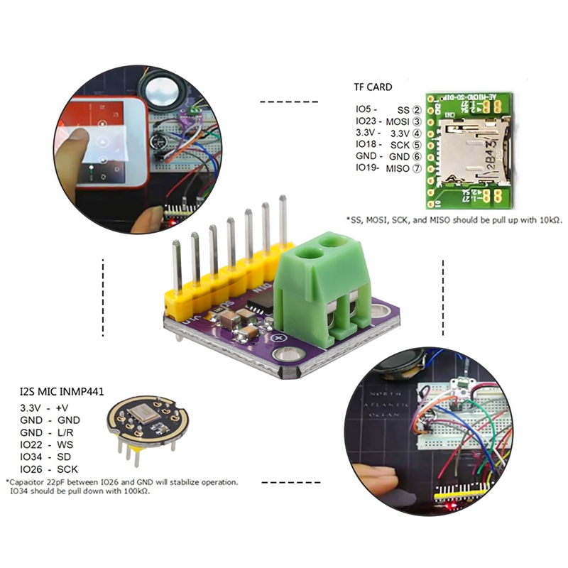 Max98357 I2S 3W Class D Amplifier Breakout Interface Dac Decoder Module Filterless Audio Board For Esp32