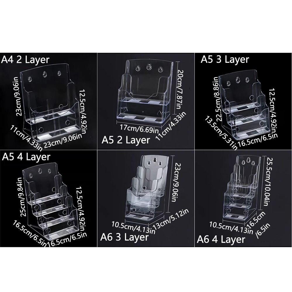 Durable A4/A5/A6 Clear Flyers Display Stand 2/3/4 Layers Wall Mount Brochure Holder Space Saving Hanging Hole Acrylic Magazine Organizers Literature. 